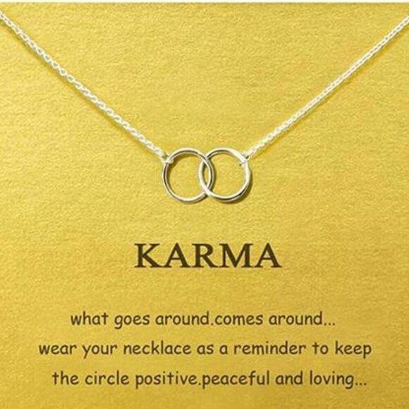 Interlocking Circles Necklace – “Karma” Symbolic Jewelry - Picture 1 of 6
